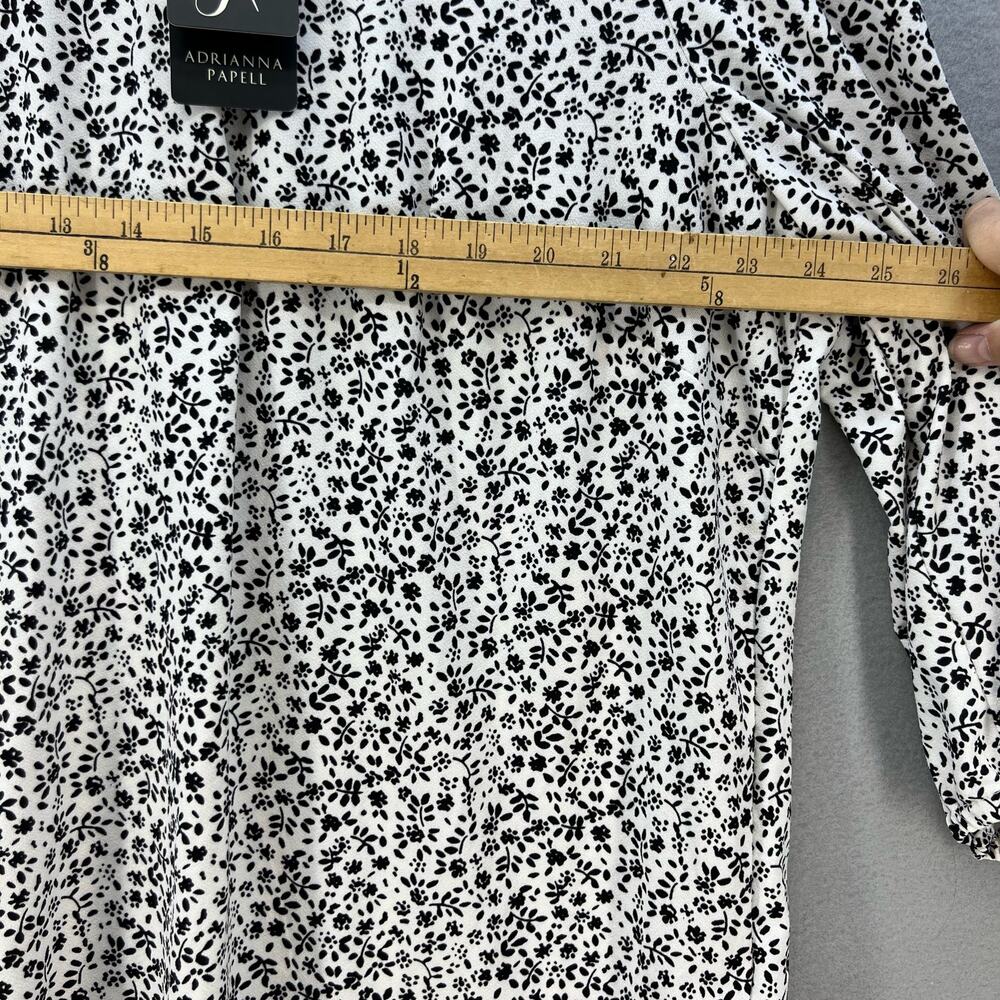 Adrianna Papell Top Women's 3X Black White Floral Print Tunic Flowy Long Sleeve - Picture 10 of 10